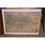 CROSS'S NEW PLAN OF LONDON 1835 IN CONTEMPORARY FRAME AND GLAZED, 83CM WIDE