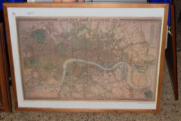 CROSS'S NEW PLAN OF LONDON 1835 IN CONTEMPORARY FRAME AND GLAZED, 83CM WIDE