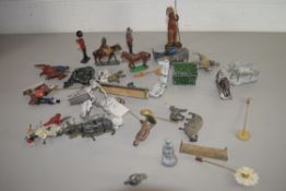 BOX CONTAINING LEAD SOLDIERS AND OTHER DIE-CAST FIGURES AS ANIMALS