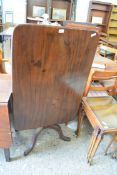 EARLY 19TH CENTURY MAHOGANY RECTANGULAR TILT TOP DINING TABLE ON TURNED COLUMN AND TRIPOD BASE, 99CM