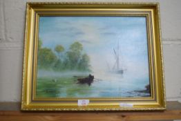 WILLIAM MCCULLY, THE RENDEZVOUS, OIL ON BOARD, SIGNED LOWER LEFT, FRAMED, 48CM WIDE