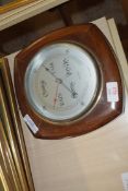 EARLY 20TH CENTURY ANEROID BAROMETER IN HARDWOOD CASE, 24CM WIDE