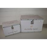 TWO MODERN WEDDING KEEPSAKES BOXES