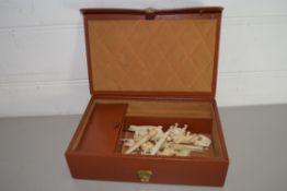 BOX VARIOUS IVORY OR BONE MODEL ANIMALS