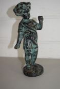 SMALL BRONZE MODEL OF A PUTTO ON CIRCULAR PLINTH BASE