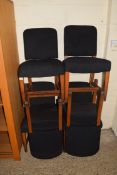 SET OF SIX EARLY 20TH CENTURY BLACK UPHOLSTERED DINING CHAIRS