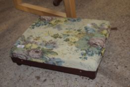 ADJUSTABLE FOLDING FOOT STOOL WITH FLORAL COVERING, 45CM WIDE