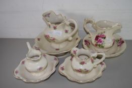 QTY OF ROSE DECORATED MINIATURE WASH BOWLS AND JUGS