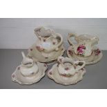 QTY OF ROSE DECORATED MINIATURE WASH BOWLS AND JUGS