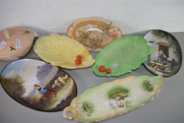 MIXED LOT: CERAMICS TO INCLUDE CARLTON WARE LEAF FORMED DISHES, PAIR OF OVAL PLATES DECORATED WITH