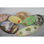 MIXED LOT: CERAMICS TO INCLUDE CARLTON WARE LEAF FORMED DISHES, PAIR OF OVAL PLATES DECORATED WITH