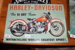 REPRODUCTION JACK DANIELS AND HARLEY DAVIDSON METAL ADVERTISING PICTURES
