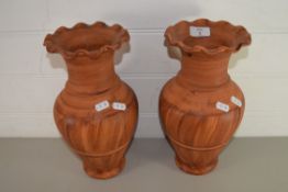 PAIR OF MODERN SWIRL DECORATED VASES