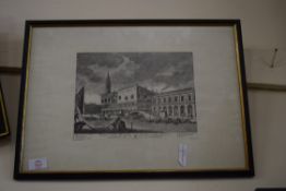 BLACK AND WHITE ENGRAVING, VENETIAN SCENE, FRAMED AND GLAZED, 50CM WIDE