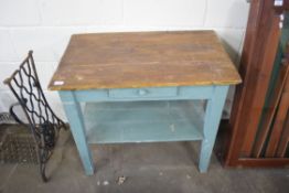 PINE TWO TIER TABLE WITH SINGLE DRAWER, 82CM WIDE