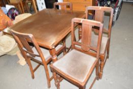 OAK DRAW LEAF DINING TABLE AND FOUR CHAIRS, TABLE 90CM WIDE