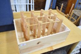 WINE RACK AND A WOODEN WINE BOX