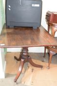 19TH CENTURY MAHOGANY PEDESTAL DINING TABLE WITH RECTANGULAR TOP, TURNED COLUMN AND TRIPOD BASE,