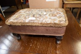SMALL FLORAL UPHOLSTERED FOOT STOOL