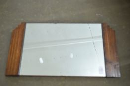 ART DECO STYLE OAK FRAMED WALL MIRROR, 59CM WIDE