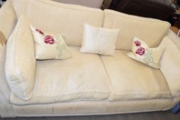 CREAM UPHOLSTERED SOFA WITH LOOSE CUSHIONS, 200CM WIDE