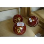 THREE GRAYDON CRICKET BALLS