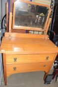 EARLY 20TH CENTURY OAK MIRROR BACK DRESSING CHEST WITH TWO DRAWERS, 92CM WIDE