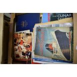 ONE BOX BOOKS, MAGAZINES AND PAMPHLETS TO INCLUDE CUNARD INTEREST, ROYALTY INTEREST ETC