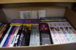 BOX OF VARIOUS DVDS AND VIDEOS