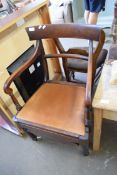 19TH CENTURY MAHOGANY SCROLL ARM BAR BACK CARVER CHAIR