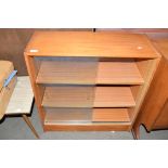 RETRO TEAK BOOKCASE CABINET WITH SLIDING GLASS DOORS, 75CM WIDE