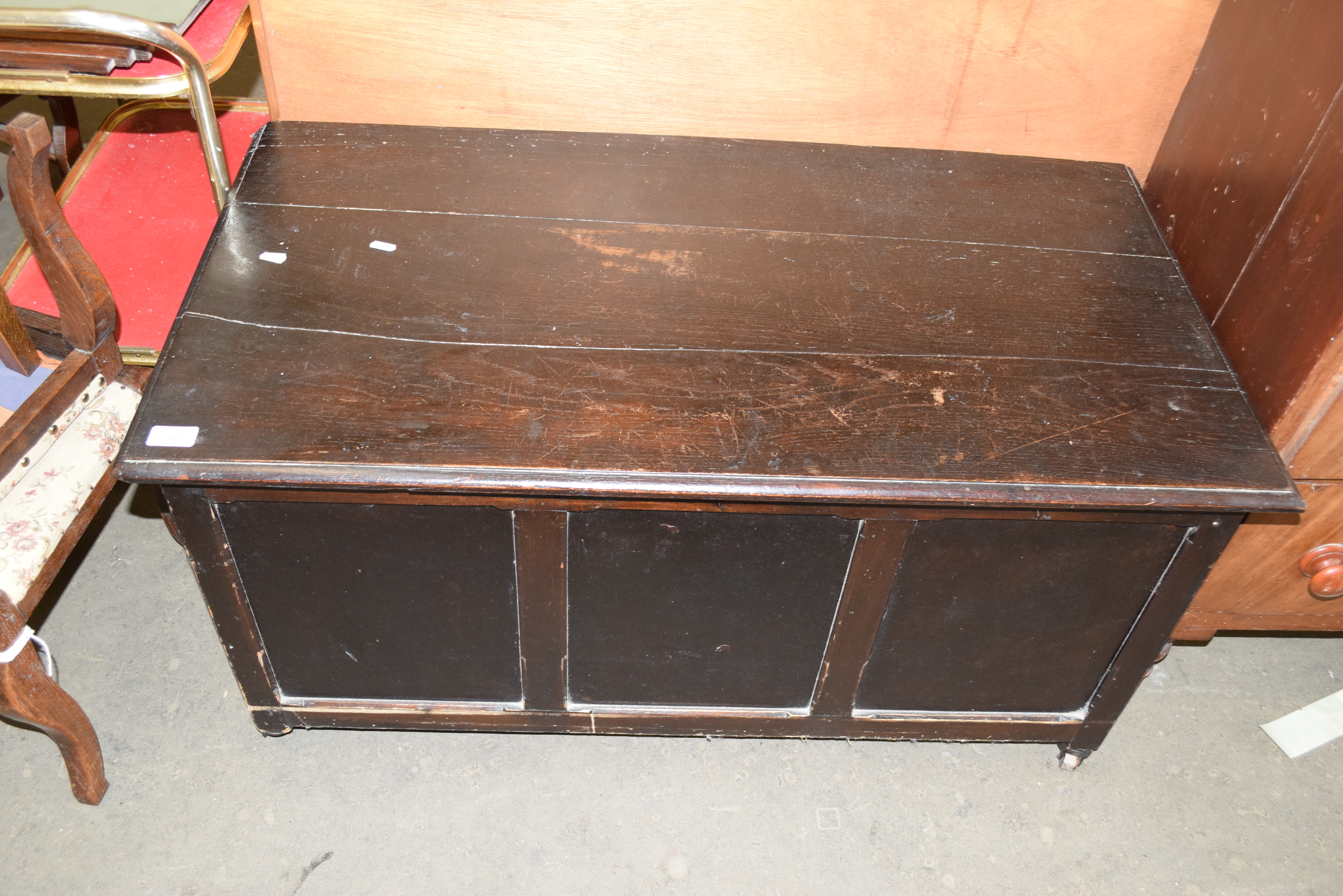 DARK STAINED BLANKET BOX, 99CM WIDE