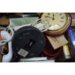 MIXED LOT: 10MTR EXTENSION CABLE, QUARTZ WALL CLOCK, TELEPHONE, VARIOUS BOOKS, PLANT POTS ETC