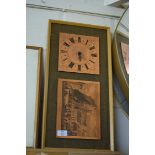 MODERN WALL CLOCK WITH COPPER FACE AND FURTHER DECORATIVE PANEL MARKED "EDINBURGH CASTLE"