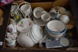 BOX OF MIXED CERAMICS TO INCLUDE NATIONAL TRUST FLORAL DECORATED TEA WARES PLUS FURTHER TEA WARES