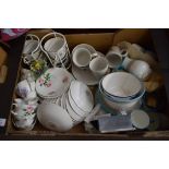 BOX OF MIXED CERAMICS TO INCLUDE NATIONAL TRUST FLORAL DECORATED TEA WARES PLUS FURTHER TEA WARES