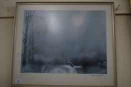 HUGH BRANDON-COX, SOLITUDE, LTD ED PRINT NO 7/50, SIGNED IN PENCIL, FRAMED AND GLAZED, 63CM WIDE