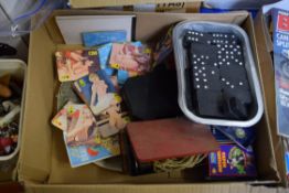 BOX OF PLAYING CARDS, DOMINOES ETC