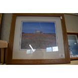 COLOURED PHOTOGRAPHIC PRINT, POPPIES NEAR SHERINGHAM, FRAMED AND GLAZED 43CM WIDE