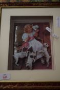 3D CUT OUT PICTURE OF A GIRL WITH PUPPIES, 6CM HIGH, FRAMED