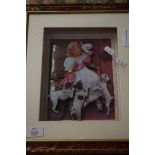 3D CUT OUT PICTURE OF A GIRL WITH PUPPIES, 6CM HIGH, FRAMED