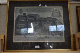 BLACK AND WHITE PRINT "WYE COLLEGE", FRAMED AND GLAZED, 62CM WIDE