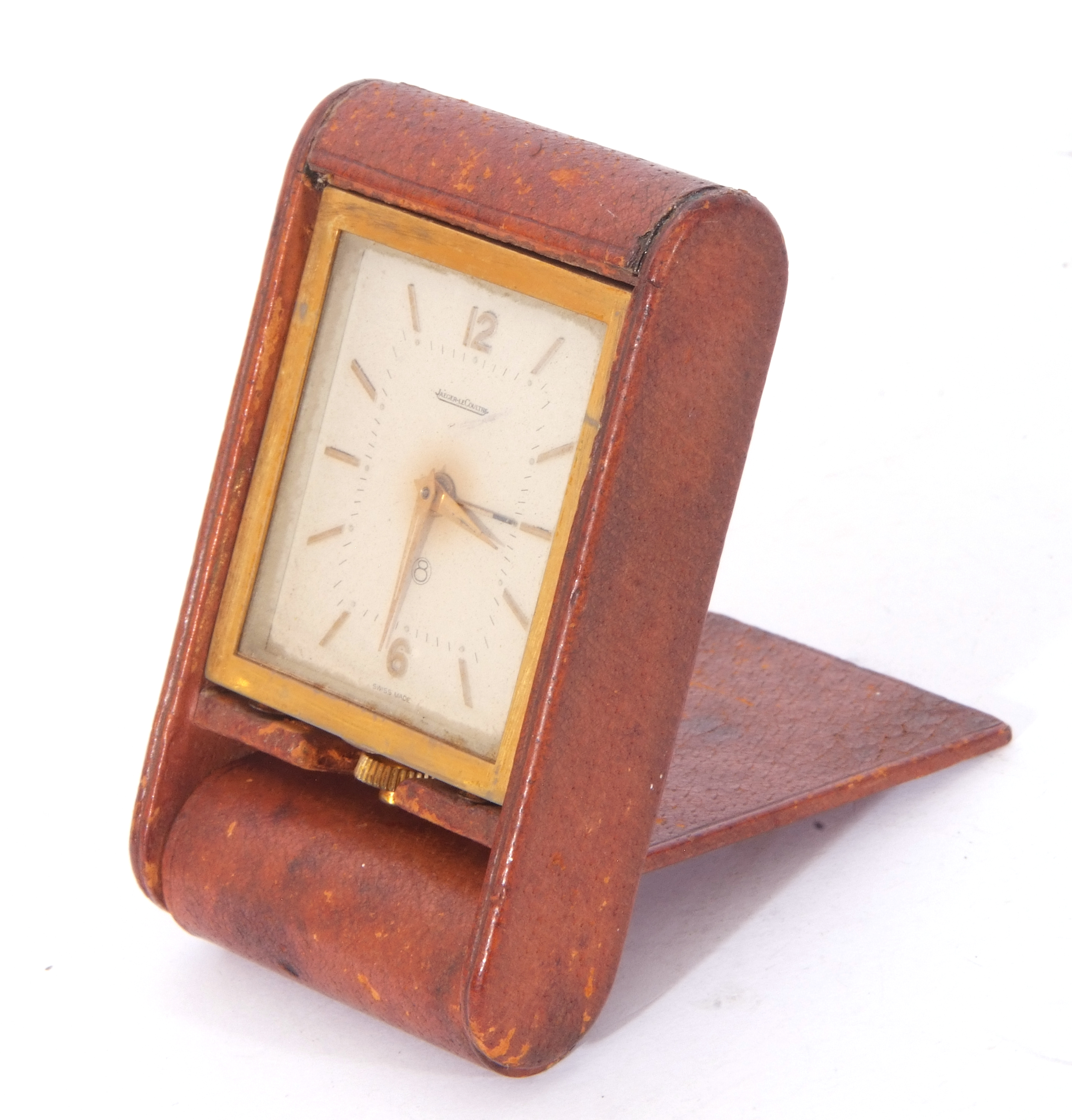 Second/third quarter of 20th century Jaeger-le-Coultre travelling clock with polished brass case, - Image 2 of 3