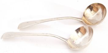 Pair of George III silver sauce ladles, Old English pattern, London 1802, maker's William Eley &