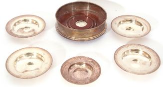 Mixed Lot: five various silver ashtrays formed as miniature armada dishes together with a further