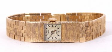 Ladies third quarter of 20th century hallmarked 9ct gold wrist watch by Milner, having black hands