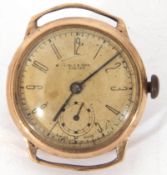 Second quarter of 20th century hallmarked 9ct gold wrist watch with Swiss movement, having blued