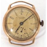 Second quarter of 20th century hallmarked 9ct gold wrist watch with Swiss movement, having blued