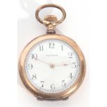 Last quarter of 19th/first quarter of 20th century Waltham gold plated fob watch with gold hands