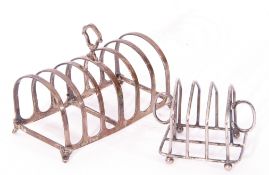George V silver six-slice toast rack of arched form, Chester 1930, together with a further smaller
